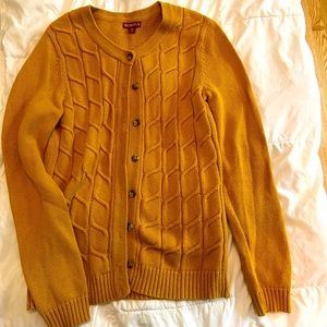Mustard yellow cardigan, perfect for fall!